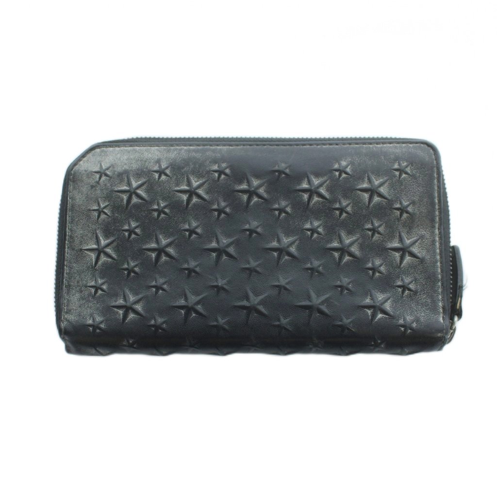 【中古】ジミーチュウ JIMMY CHOO カーナビー 長財布 ウォレット スター 型押し レザー ラウンドファスナー ロゴ 黒 ブラック ■GY18 /MQ メンズ 【ベクトル 古着】 260320 6,230円