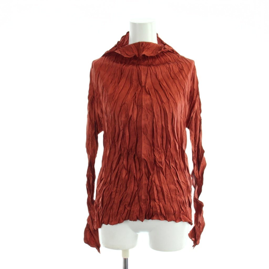 【中古】プリーツプリーズ PLEATS PLEASE カットソー 長袖 タートルネック 3 L 赤 レッド オレンジ ■GY18 /MQ レディース 【ベクトル 古着】 260312