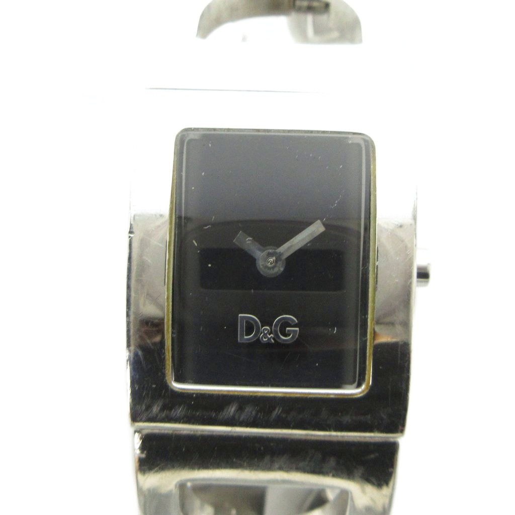 【中古】ドルチェ\u0026ガッバーナ 弗ガバ DOLCE\u0026GABBANA ウオッチ 御覧になる 石英 黒文字盤 ロゴタイプ しろがね色色 ■GY11 /MQ レディース 【ベクター 古着】 260428