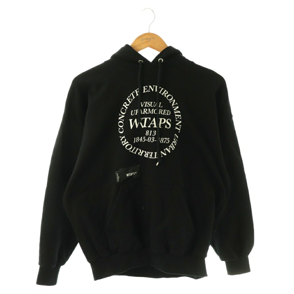 【中古】ダブルタップス WTAPS パーカー スウェット トレーナー プルオーバー ロゴ 02 ブラック ホワイト /ES ■GY18 メンズ 【ベクトル 古着】 260319|ブランド古着ベクトルプレミアム店