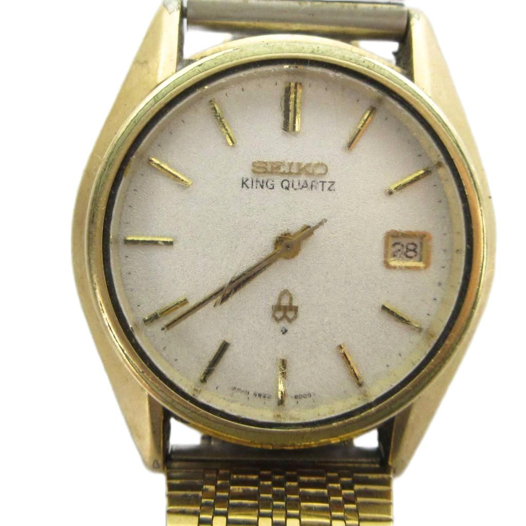 【中古】セイコー SEIKO ジャンク品 KING QUARTZ キングクォーツ 4822-8000 ウオッチ 御覧になる デイト 暦付き添い人 ゴールド色つや 金色 ■GY18 /MQ メンズ 【ベクター 古着】 260502