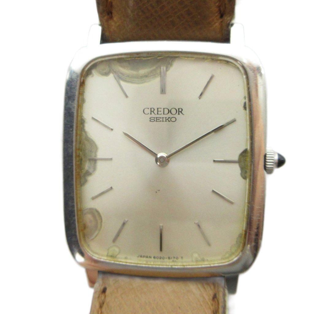 【中古】セイコー SEIKO CREDOR クレドール 6020-5170 ウオッチ 御覧になる 石英 なめし革三尺帯 真四角 しろがね色色つや しろがね色 ■GY11 /MQ メンズ 【ベクター 古着】 260422