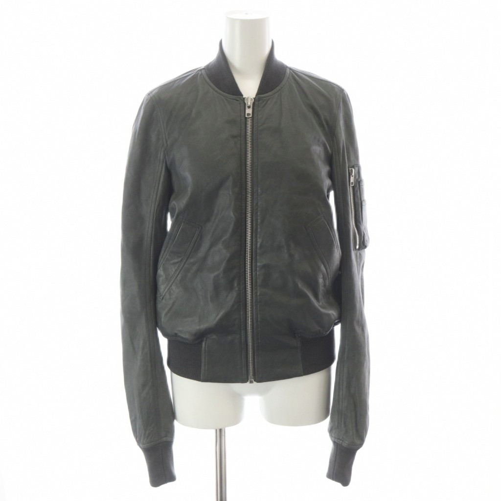 【中古】リックオウエンス Rick Owens レザー ボンバージャケット ラムレザー 革ジャン 羊革 40 グレー /MW ■GY13 レディース 【ベクトル 古着】 260321