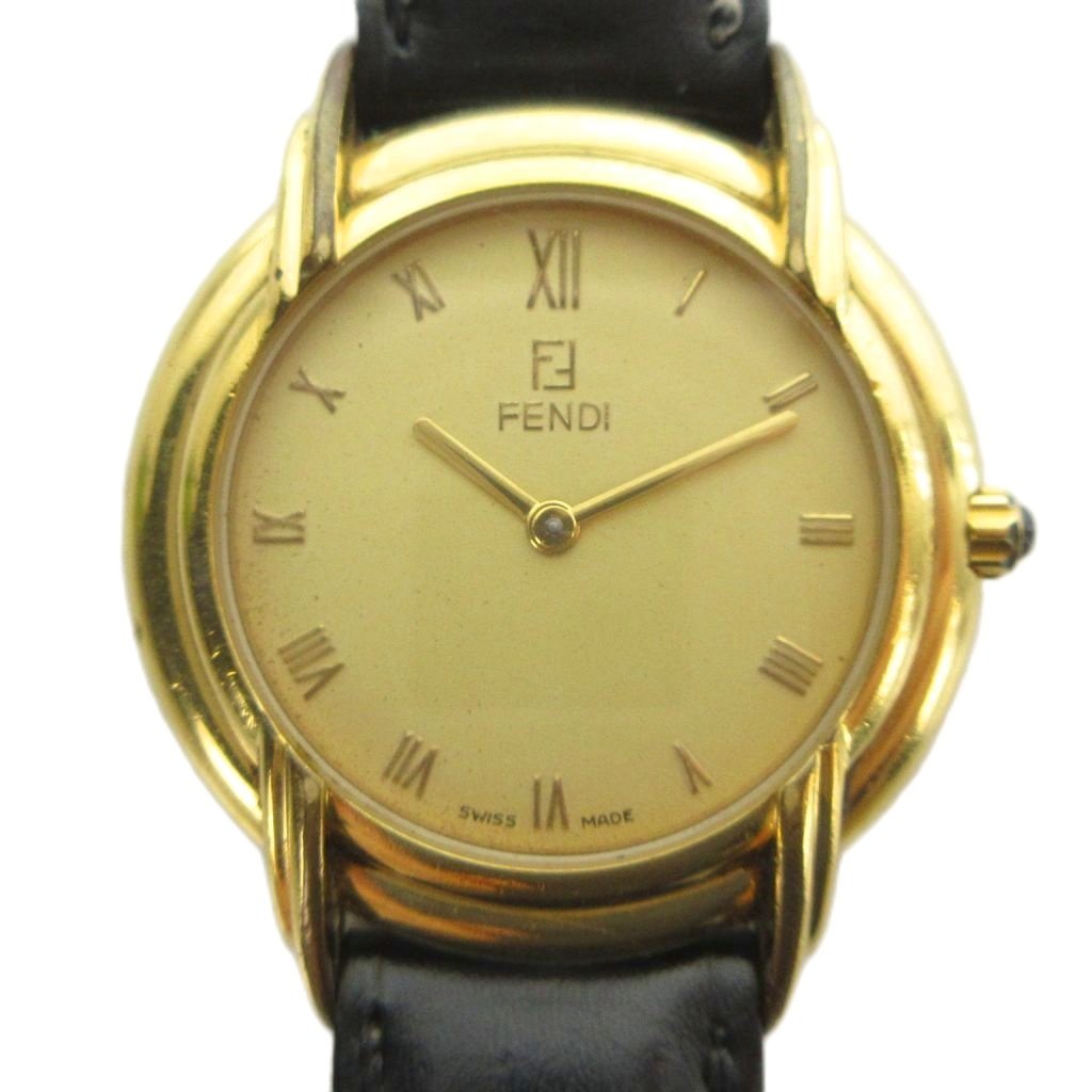 【中古】フェンディ FENDI ジャンク品 300J ウオッチ ご覧なさる 石英 人情本 なめし革胴締め ゴールド色 ■GY18 /MQ ■OH メンズ 【ベクター 古着】 260425