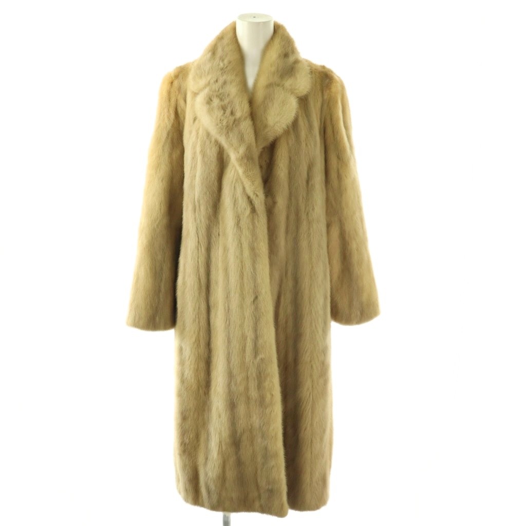 【中古】サガミンク SAGA MINK 銀サガ ミンクファー ロング コート 毛皮 13 ベージュ /ES ■GY42 レディース 【ベクトル 古着】 260328