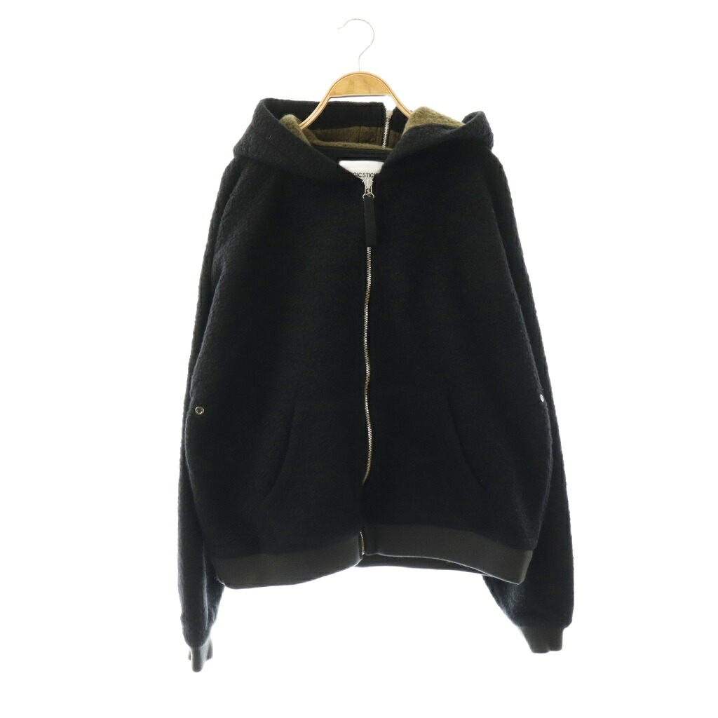 【中古】未当て嵌める品 神通力突っ支い棒 MAGIC STICK ITALIAN NAPPING HOODIE TYPE N2B BLK アノラック ジップアップ L 黒 25FW-MS11-036 /CX ■GY72 メンズ 【ベクター 古着】 260331