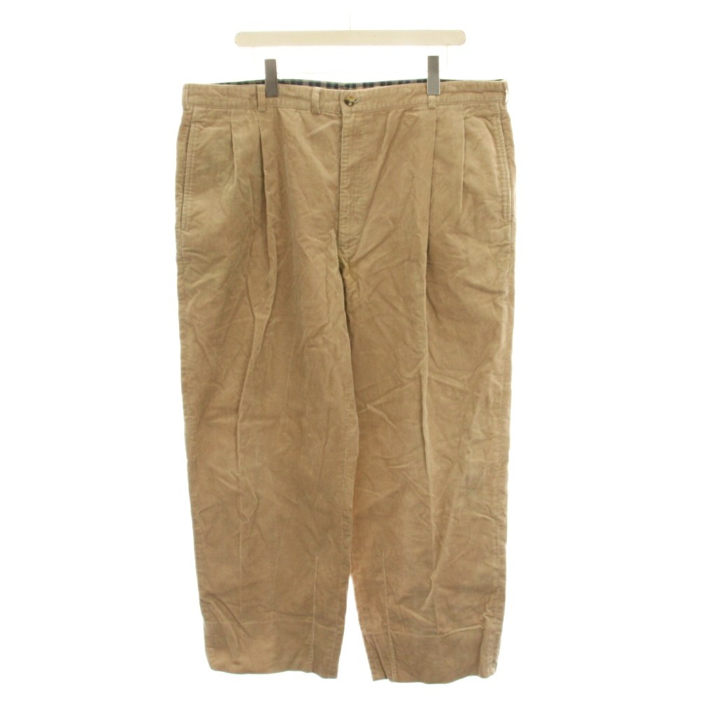 【中古】パパス Papas 細畝 コーデュロイ ワイド パンツ 2タック XX ベージュ /YM ■GY18 メンズ 【ベクトル 古着】 260320