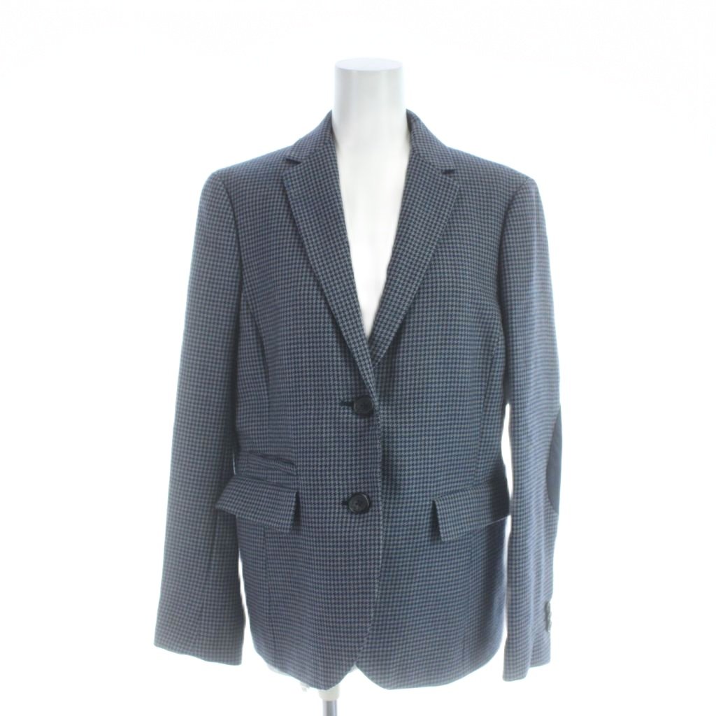 【中古】ブルックスブラザーズ BROOKS BROTHERS 346 テーラードジャケット 長袖 総裏地 シングル ウール 千鳥柄 青 ブルー 紺 ネイビー ■GY12 /MQ レディース 【ベクトル 古着】 260316