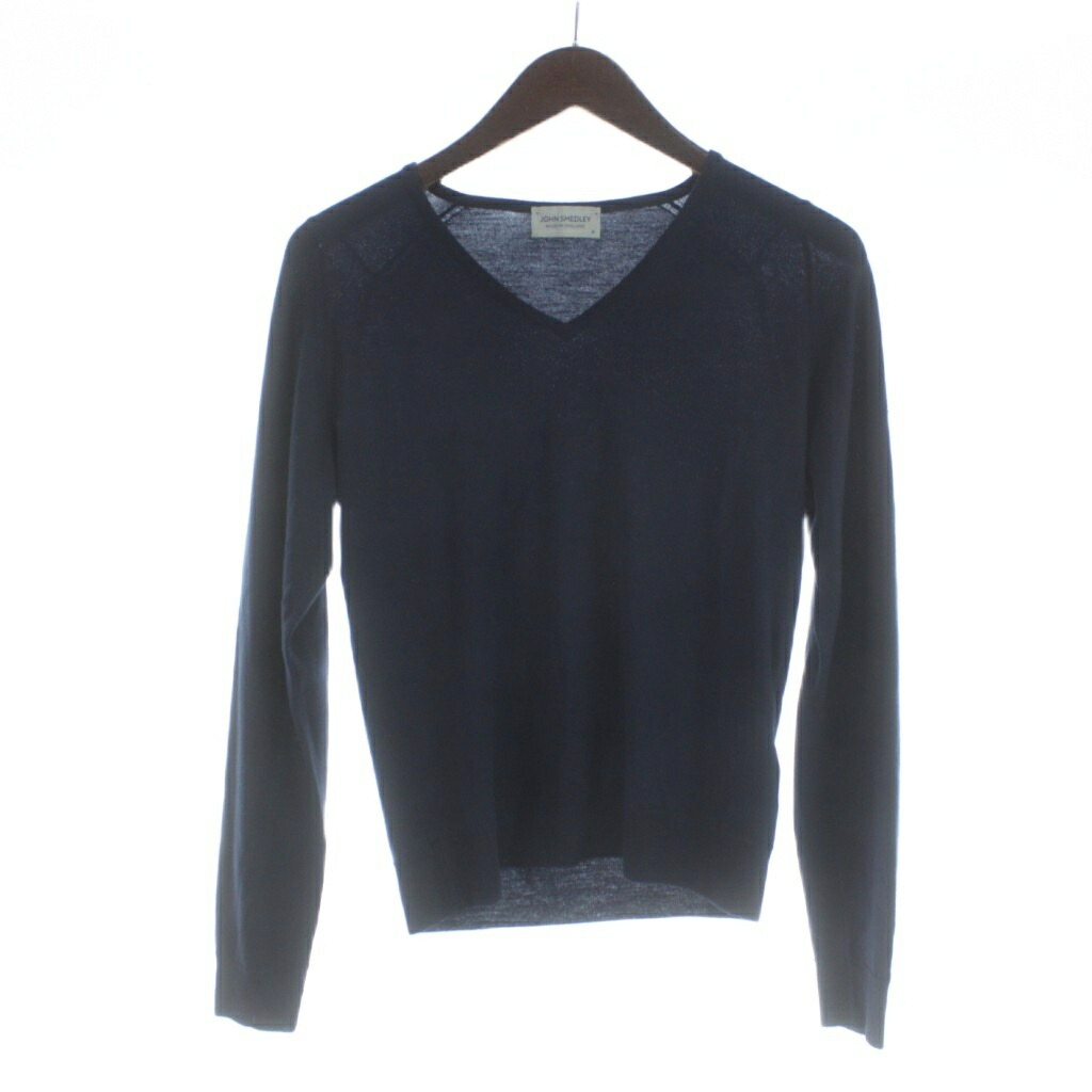 【中古】ジョンスメドレー JOHN SMEDLEY ニット カットソー 長袖 ウール Vネック 薄手 M 紺 ネイビー ■GY12 /MQ メンズ 【ベクトル 古着】 260316