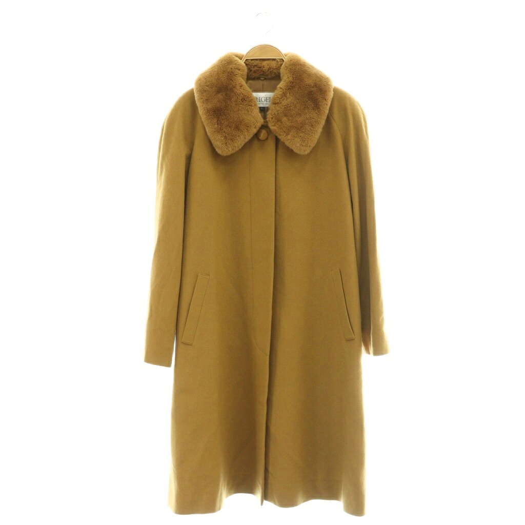 【中古】リゲル RIGEL ステンカラーコート ロング ファー カシミア シルク L キャメル /MY ■OS ■GY18 レディース 【ベクトル 古着】 260327|ブランド古着ベクトルプレミアム店