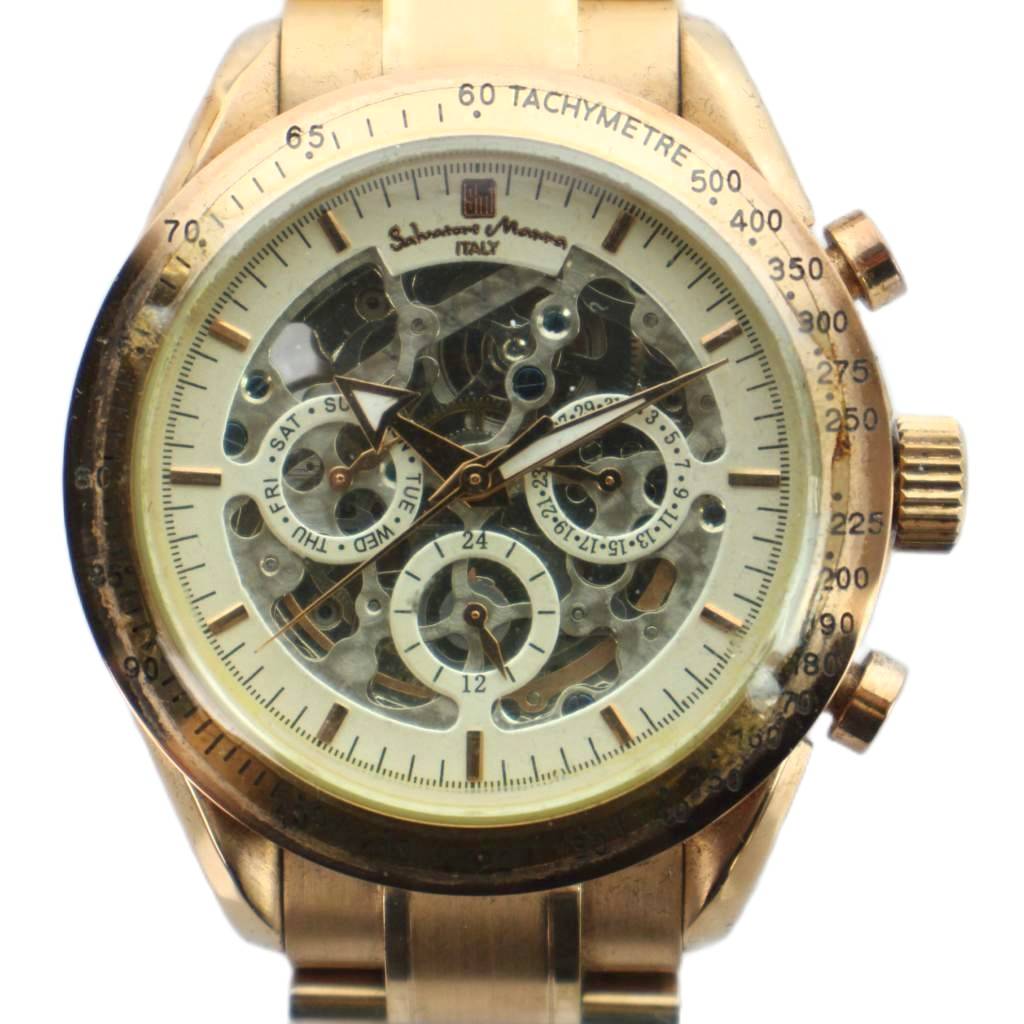 【中古】サルバトーレマーラ Salvatore Marra SM10008 腕時計 ウォッチ 自動巻き スケルトン ゴールドカラー 金色 ■GY18 /MQ メンズ 【ベクトル 古着】 260401 7,957円