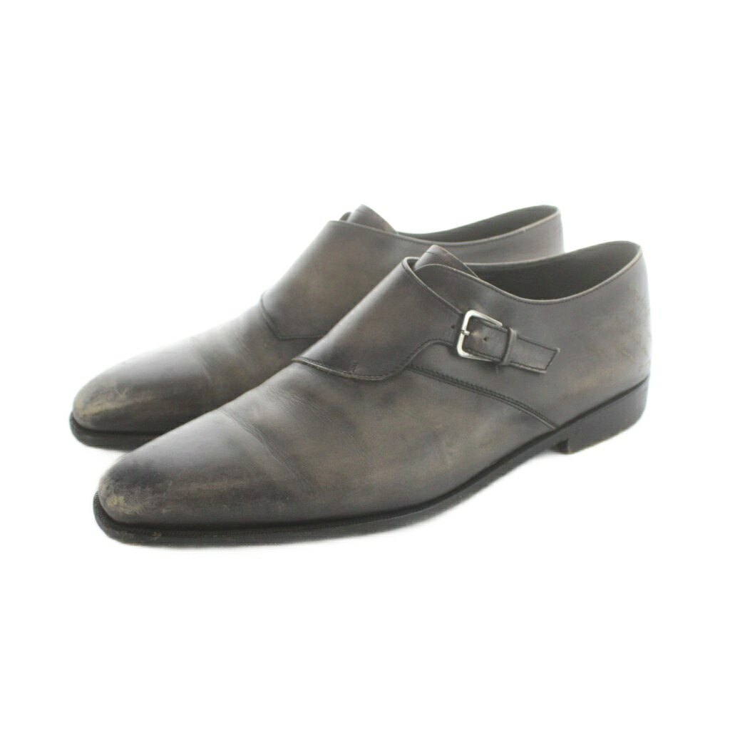 【中古】ベルルッティ Berluti モンクストラップシューズ デムジュール スクリット スカーズ カリグラフィ 革靴 ビジネスシューズ レザー 黒 ブラック グレー ■GY42 /MQ メンズ 【ベクトル 古着】 260320