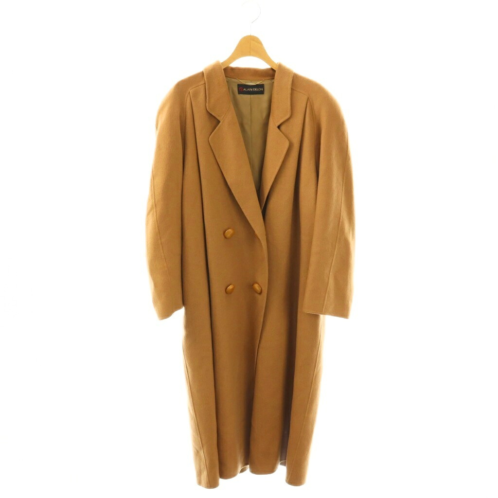 【中古】アランドロン ALAIN DELON コート チェスター ダブル ロング カシミヤ グワナコ混 ブラウン /HK レディース 【ベクトル 古着】 260326