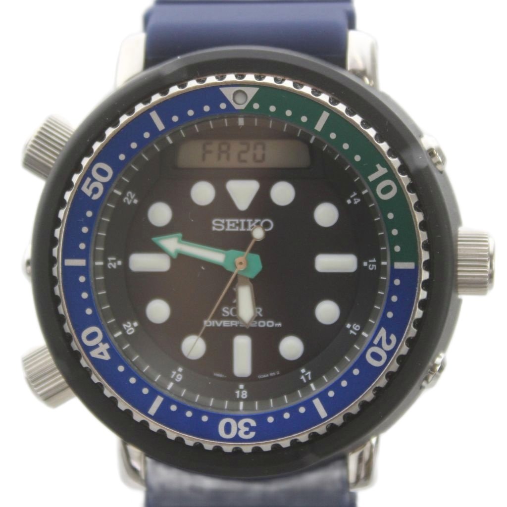 【中古】セイコー SEIKO H851-00A0 ウォッチ 御覧なさる ソーラー 黒文字盤 アナデジ しろがね色色 ■GY18 /MQ メンズ 【ベクター 古着】 260322 メンズ腕時計-腕時計