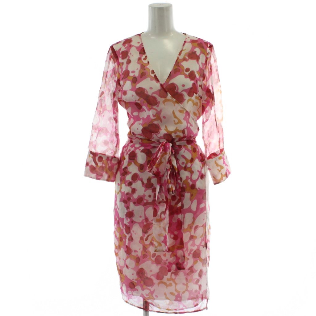 【中古】ダイアンフォンファステンバーグ DIANE von FURSTENBERG ラップワンピース 絹 シルク 8 ピンク系 総柄 長袖 Vネックひざ下丈 /GG ■GY35 レディース 【ベクトル 古着】 260324 7,029円