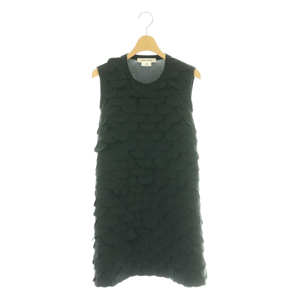 【中古】コムデギャルソン COMME des GARCONS 23SS ワンピース ノースリーブ フリル スカラップ ひざ丈 M ブラック 黒 GK-T033 /HK ■GY35 レディース 【ベクトル 古着】 260403