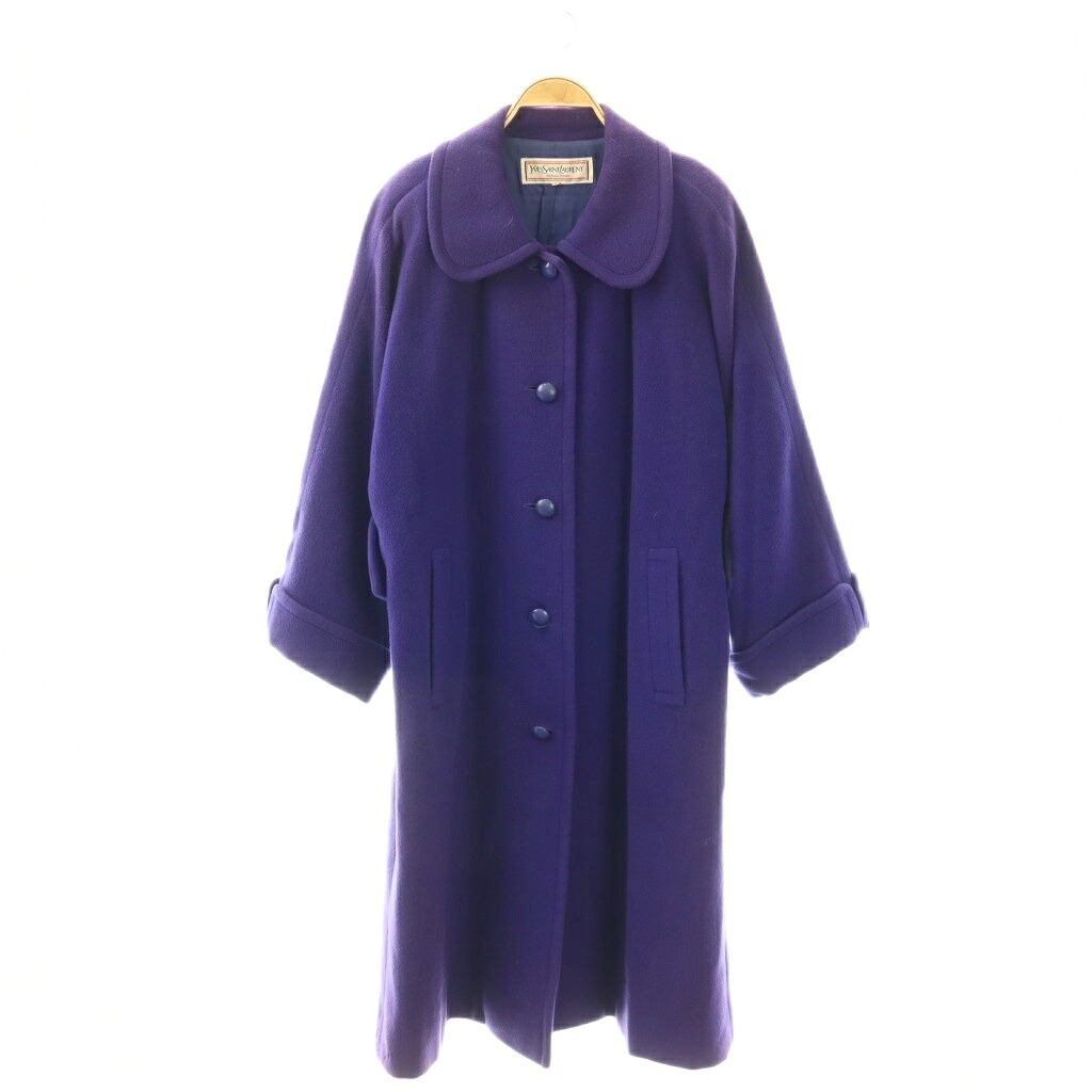 【中古】イヴサンローラン YVES SAINT LAURENT ステンカラーコート ロング アウター ウール M 紫 パープル /CX ■GY11 レディース 【ベクトル 古着】 260408