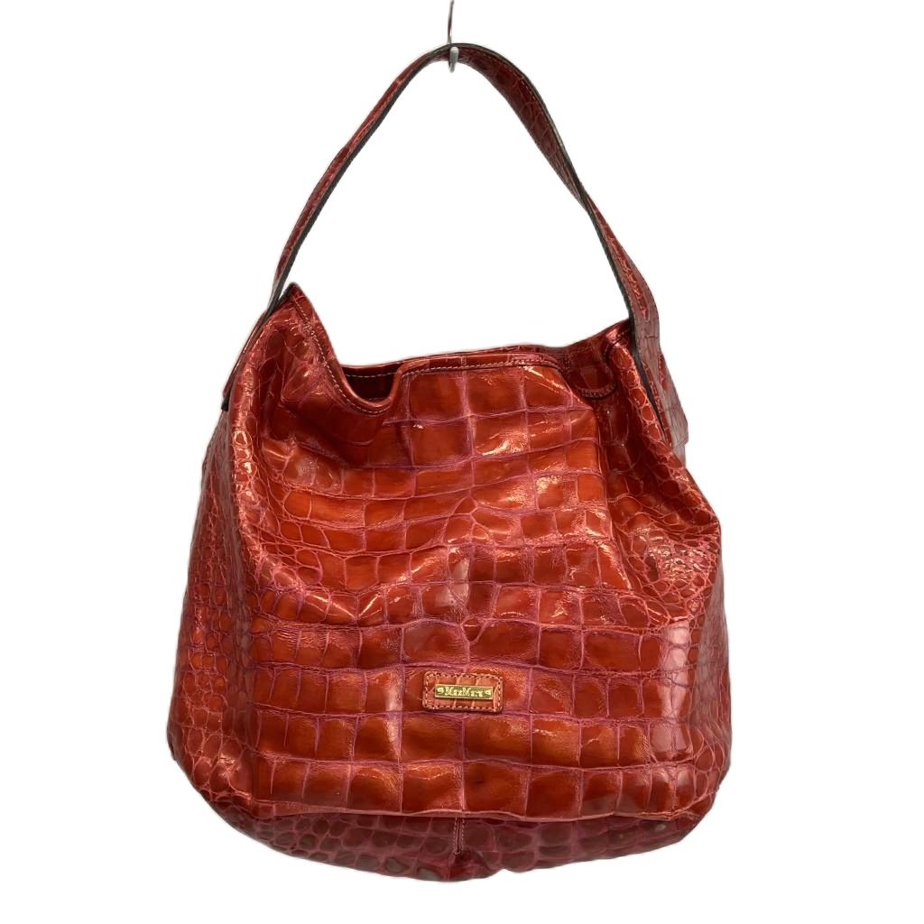 【中古】マックスマーラ MAX MARA ハンドバック 壱肩部 なめし革 クロコ型押し ロゴタイプ一皿 赤 赤いこと /XZ ■GY11 レディース 【ベクター 古着】 260407