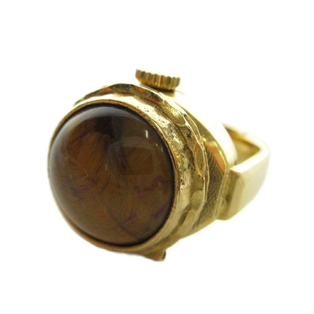 【中古】Bucherer ブヘラ タイガーアイ リングウォッチ 指輪 アクセサリー タイガーアイ 手巻き 14号 ゴールド色 ■GY18 /MQ レディース 【ベクトル 古着】 260327