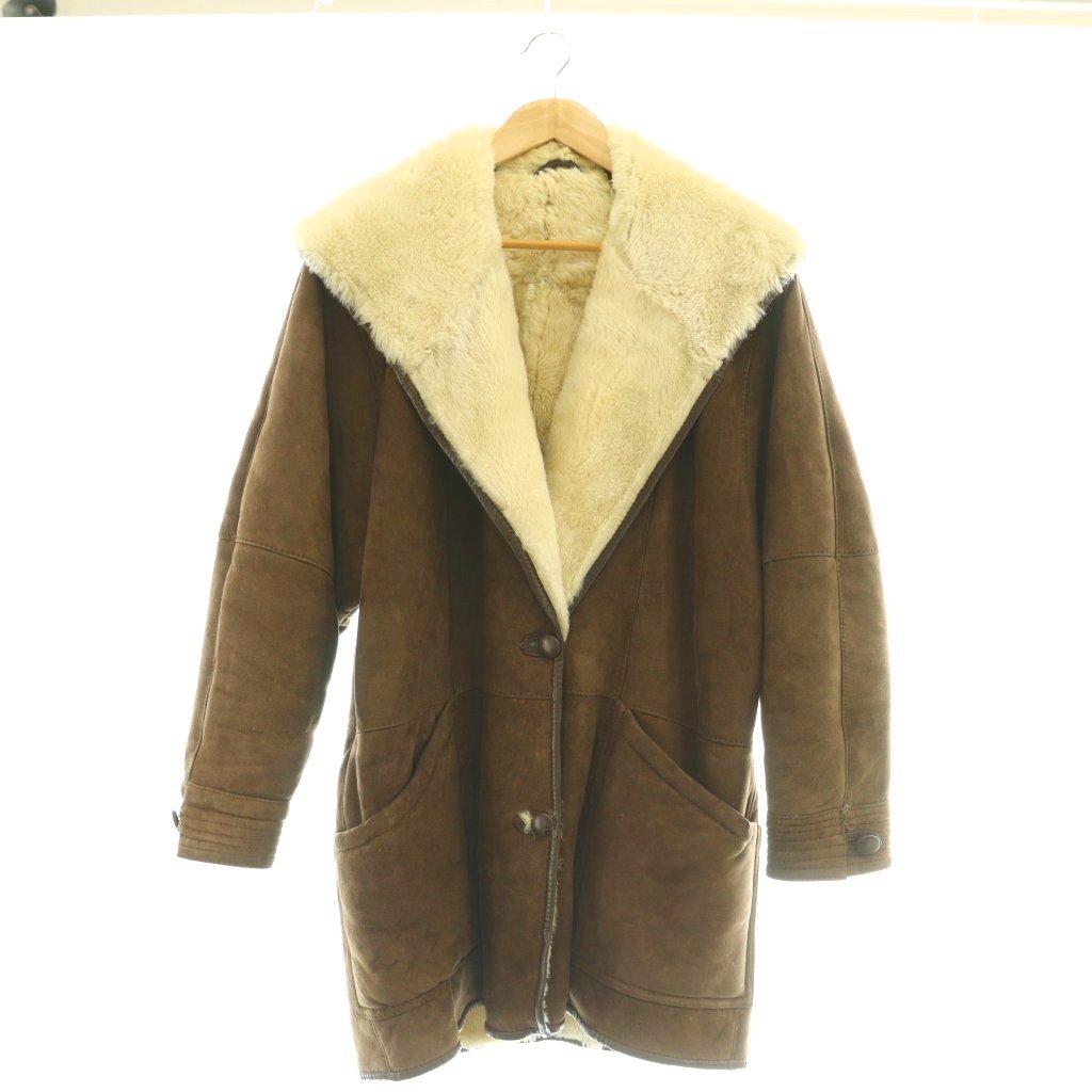 【中古】ジーエスティロ G.ESTILO ムートンコート 羊革 フード ブラウン /MY ■OS ■GY18 レディース 【ベクトル 古着】 260330