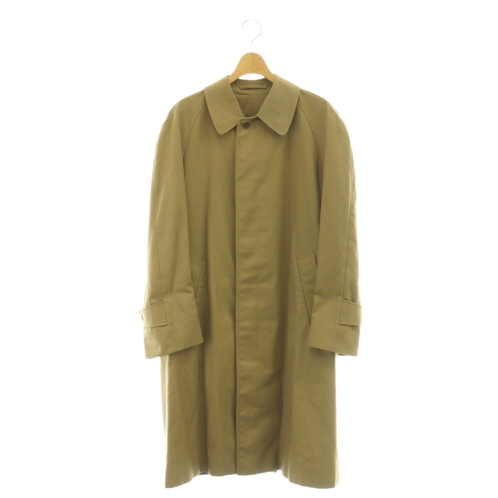 【中古】アクアスキュータム AQUASCUTUM ステンカラーコート 裏地チェック ロング ベージュ /MY ■OS ■GY11 メンズ 【ベクトル 古着】 260330｜ブランド古着ベクトルプレミアム店