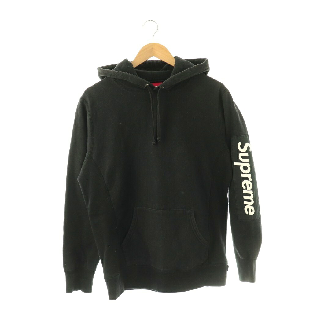 【中古】シュプリーム SUPREME SLEEVE PATCH HOODED SWEAT SHIRT 汗水 調教師 ボックス席ロゴタイプ 長袖 M 黒いこと 白いこと /DO ■GY メンズ 【ベクター 古着】 260326