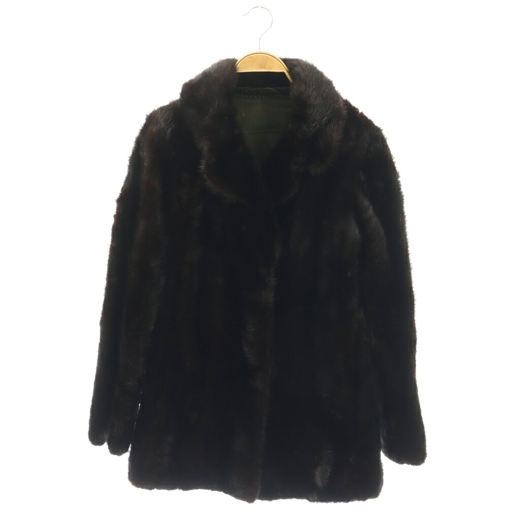 【中古】ノーブランド ミンクファー コート ミドル 毛皮 11 ブラック ダークブラウン /HK ■GY05 レディース 【ベクトル 古着】 260401｜ブランド古着ベクトルプレミアム店
