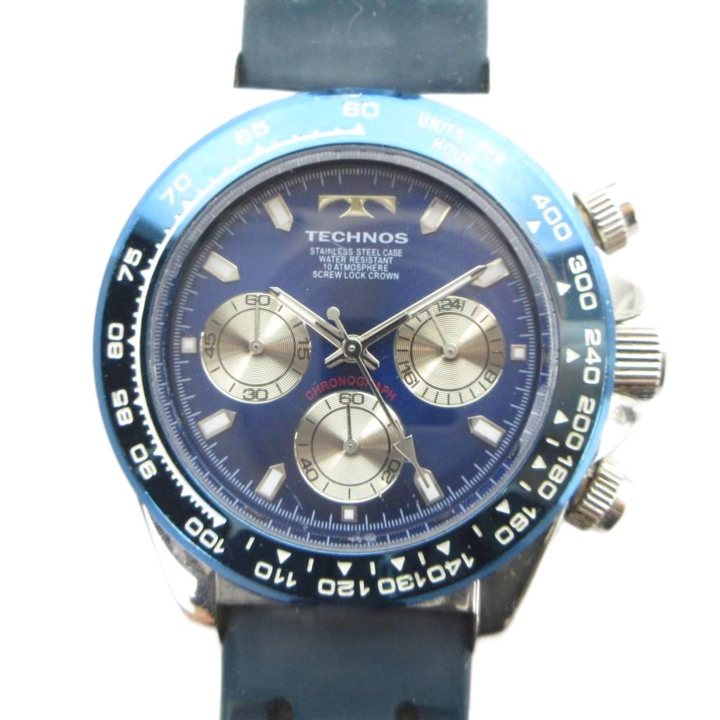 【中古】テクノス TECHNOS T4573 腕時計 ウォッチ クォーツ クロノグラフ 青文字盤 青 ブルー ■GY11 /MQ メンズ 【ベクトル 古着】 260404