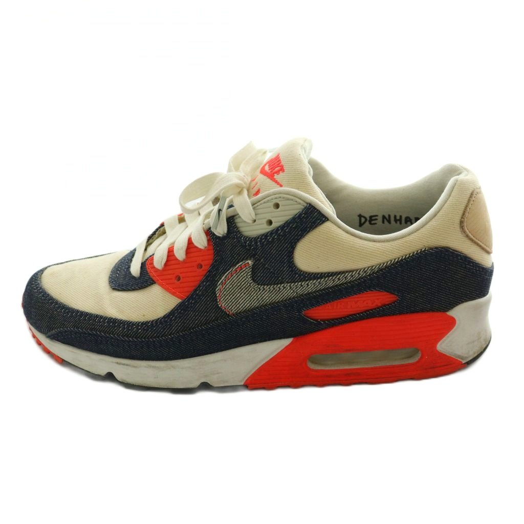 【中古】ナイキ NIKE × DENHAM 大気圏マックス90 インフラ赤いこと AIR MAX 90 INFRARED スニーカー ジーンズ US10.8 28.5珊 マルチ色つや 象牙色 紺 米国海軍 赤金1646 400 /SS ■os ■GY01 メンズ 【ベクター 古着】 260402