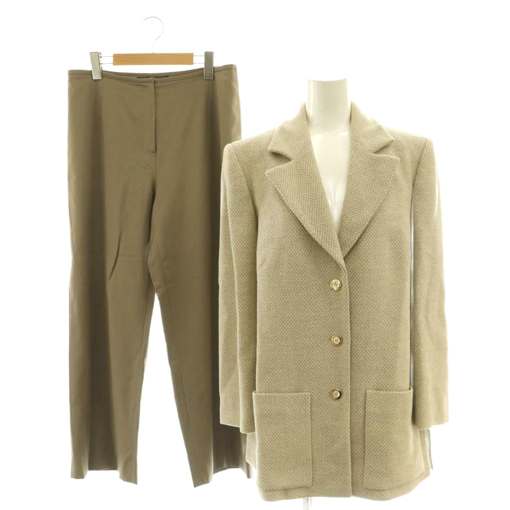 【中古】サルヴァトーレフェラガモ Salvatore Ferragamo セットアップ ズボン下 ツィード上衣 ロゴタイプ 目じるし I46 茶 赤銅色 ベージュ /SS ■os ■OH レディース 【ベクター 古着】 260329