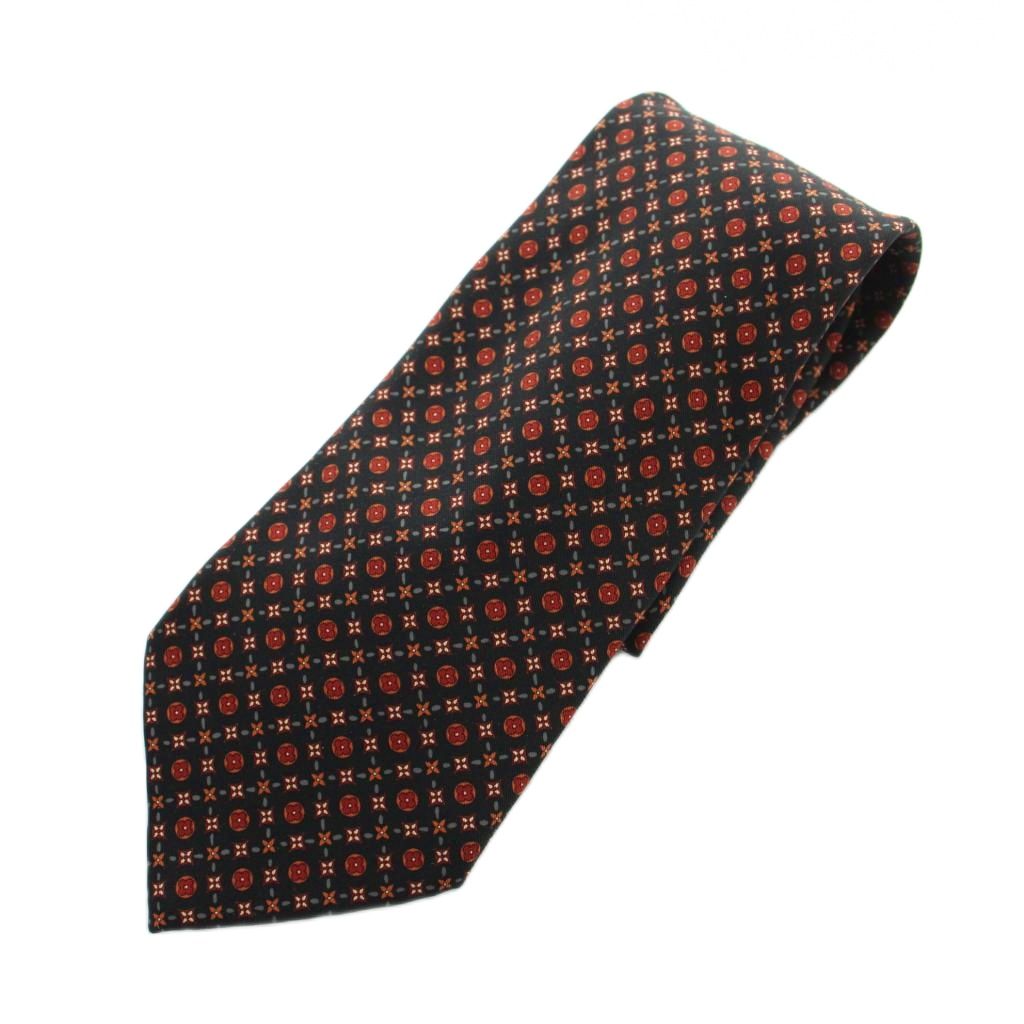 【中古】ルイヴィトン LOUIS VUITTON タイ 小紋柄 広広とした五分五分 ロゴタイプ 絹 地絹 黒 黒いこと 赤 赤いこと ■GY17 /MQ ■OH メンズ 【ベクター 古着】 260405
