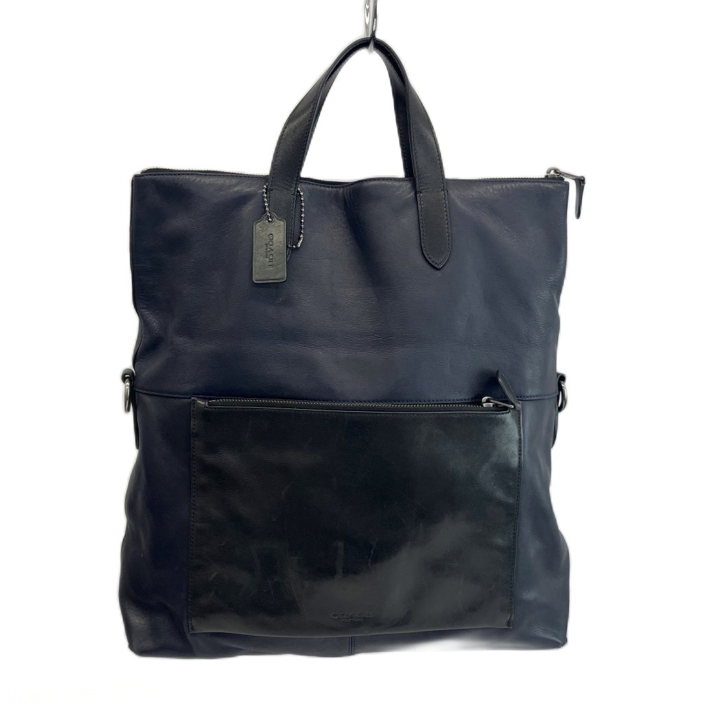 【中古】コーチ COACH トートバッグ ショルダー 2WAY レザー 紺 ネイビー 72141 /XZ ■GY17 メンズ 【ベクトル 古着】 260409|ブランド古着ベクトルプレミアム店