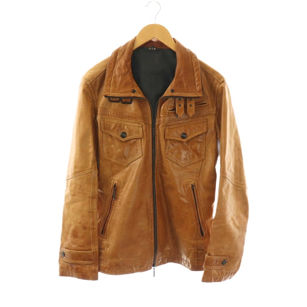 【中古】A.S.M エイエスエム ジャケット 上着 52 茶 ブラウン 革 長袖 /AZ ■GY17 メンズ 【ベクトル 古着】 260330