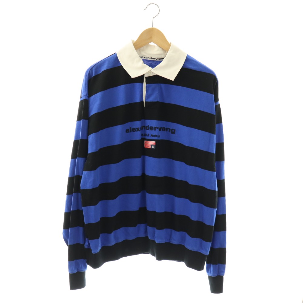 【中古】アレキサンダーワン ALEXANDER WANG ラグビープルオーバー 間借り人柄 うつり変わり 刺しゅう M 青色 黒いこと /DF ■GY17 メンズ 【ベクター 古着】 260331