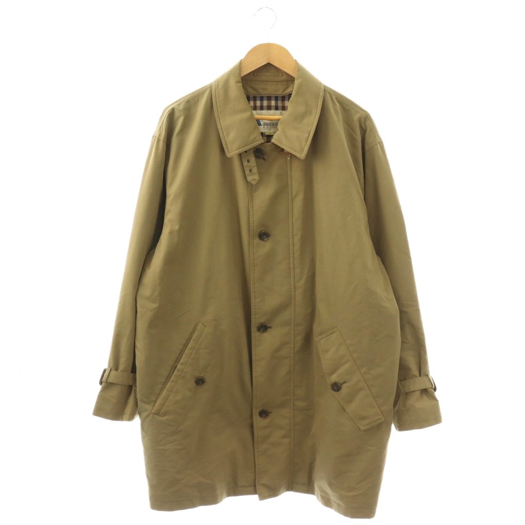 【中古】アクアスキュータム AQUASCUTUM ステンカラーコート ジップアップ LL カーキ /DO ■GY18 メンズ 【ベクトル 古着】 260407 8,175円