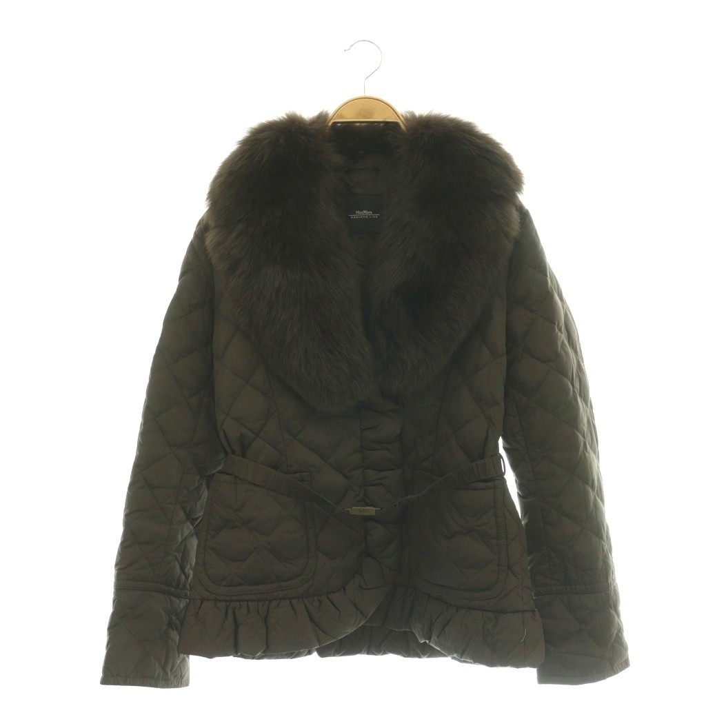 【中古】マックスマーラ ウィークエンドライン MAX MARA WEEKEND LINE キルティングコート ファー ベルト付き 38 ブラウン /DF ■GY18 レディース 【ベクトル 古着】 260403