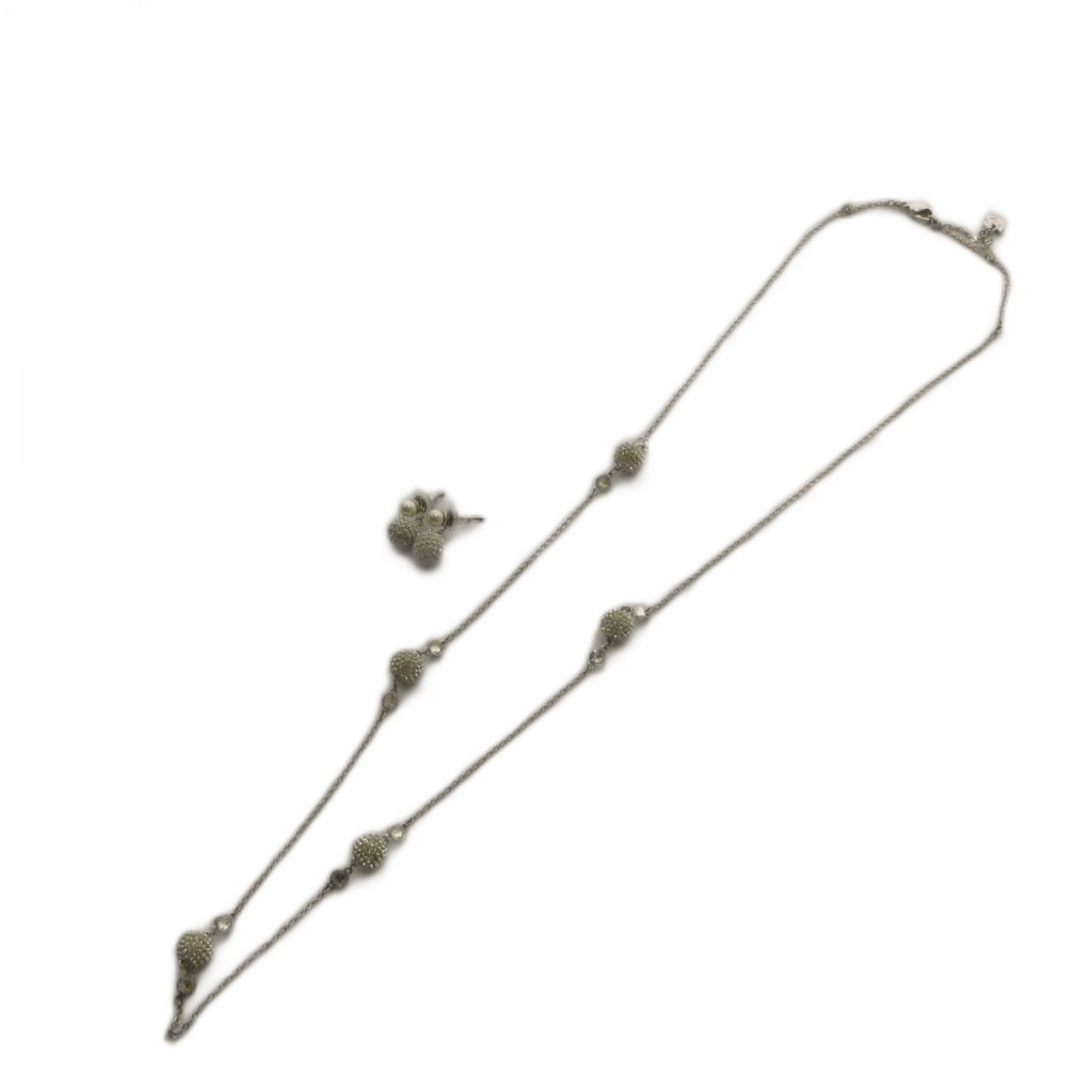 【中古】スワロフスキー SWAROVSKI ネックレス ピアス セット アクセサリー ラインストーン ロゴ シルバー色 ■GY18 /MQ レディース 【ベクトル 古着】 260409