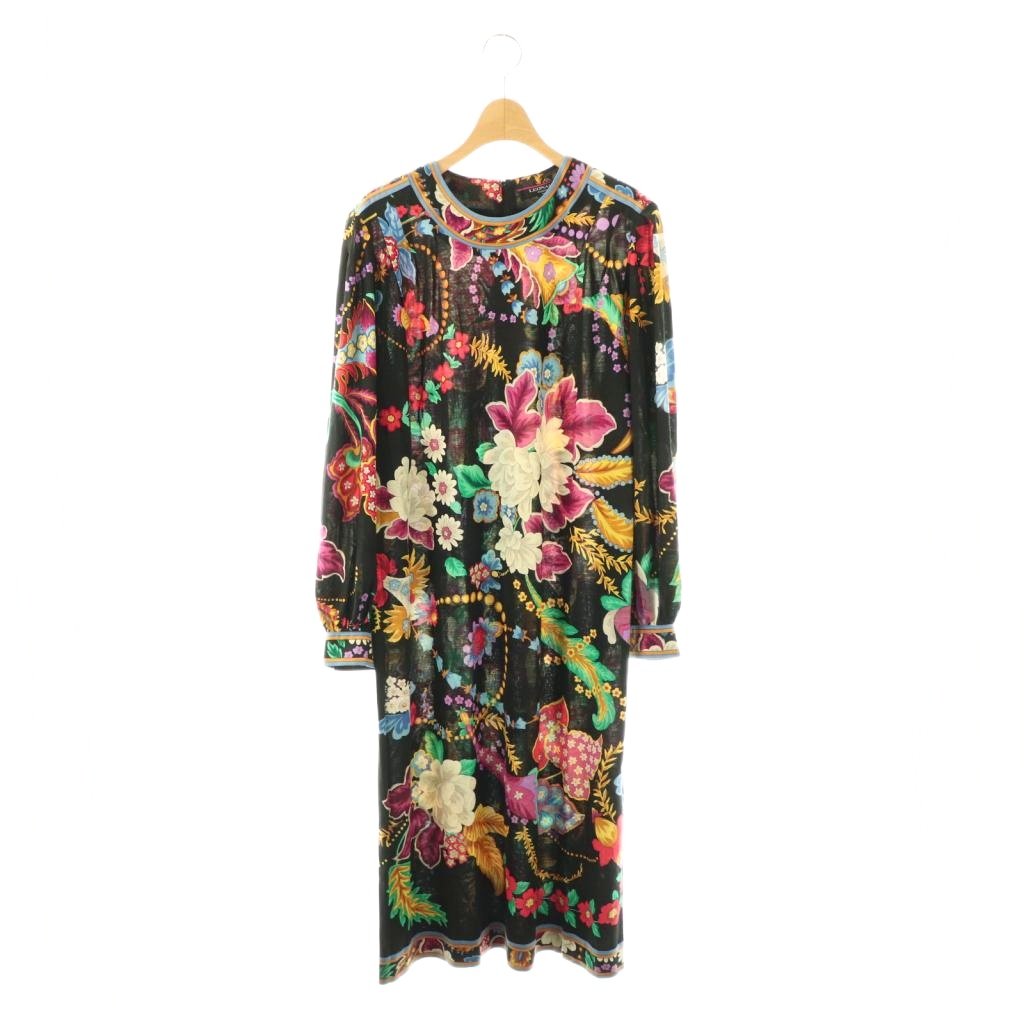 【中古】レオナール LEONARD ワンピース 長袖 ロング 花柄 シルク混 LL ブラック マルチカラー /DO ■GY44 レディース 【ベクトル 古着】 260406｜ブランド古着ベクトルプレミアム店 42,540円