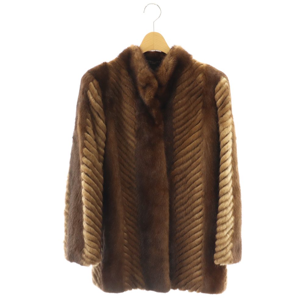 【中古】アリアンナ ARIANNA ジャケット ファー 毛皮 シェブロンカット ブラウン /HK ■GY18 レディース 【ベクトル 古着】 260407|ブランド古着ベクトルプレミアム店