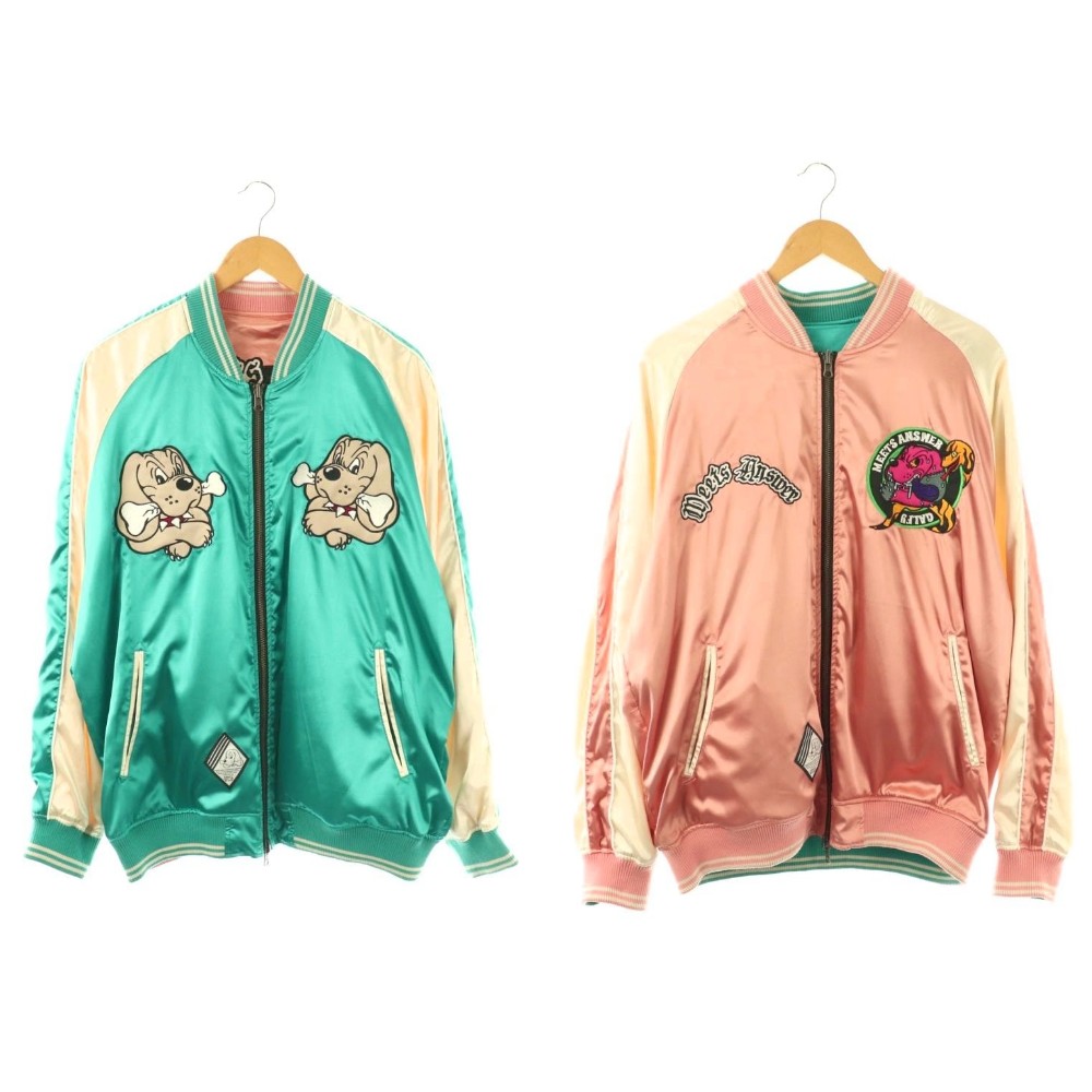 【中古】ガルフィー GALFY × ミーツアンサー MeetsAnswer ジャンパー ブルゾン スカジャン ジップアップ リバーシブル L マルチカラー /DO メンズ 【ベクトル 古着】 260406