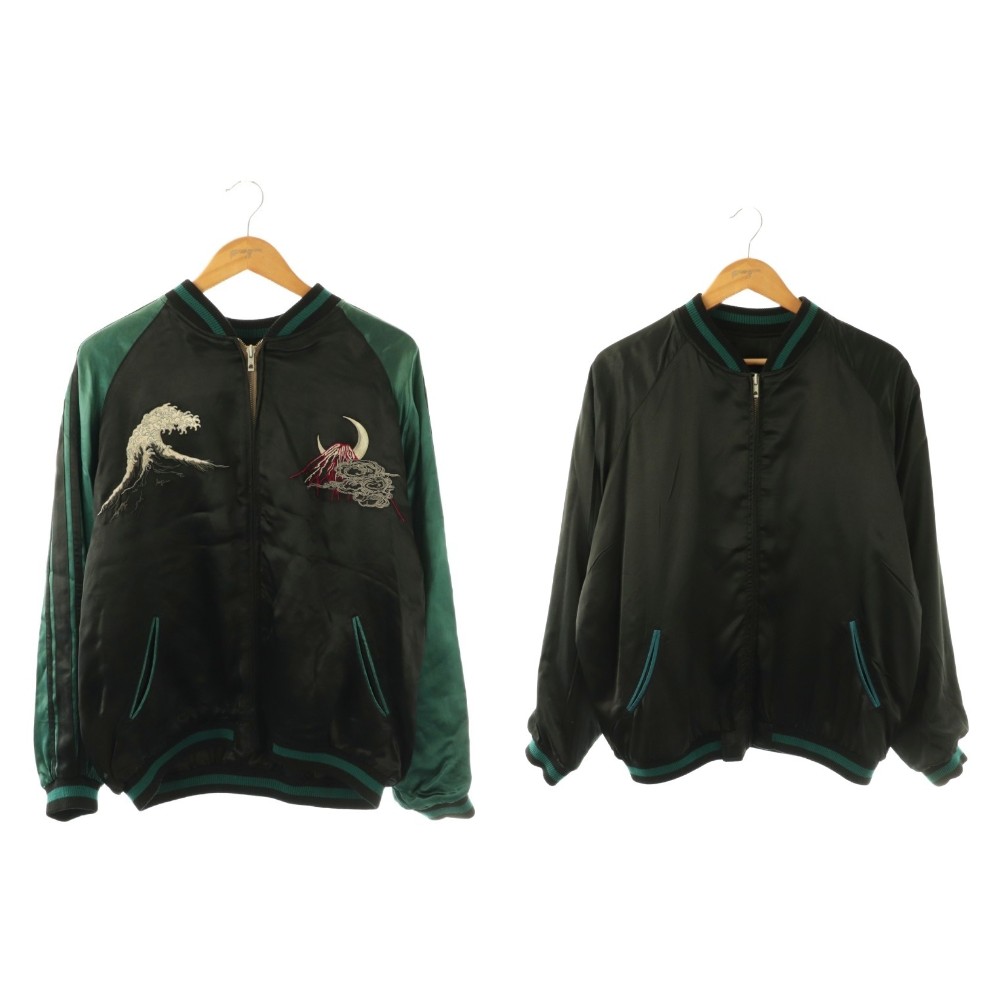 【中古】ジャパニーズクラシックスクリプト JAPANESECLASSICSCRIPT 花旅楽団 火の鳥 ジャンパー ブルゾン ジップアップ XXL ブラック ブルーグリーン TZSJ-002 /DO メンズ 【ベクトル 古着】 260403 26,585円