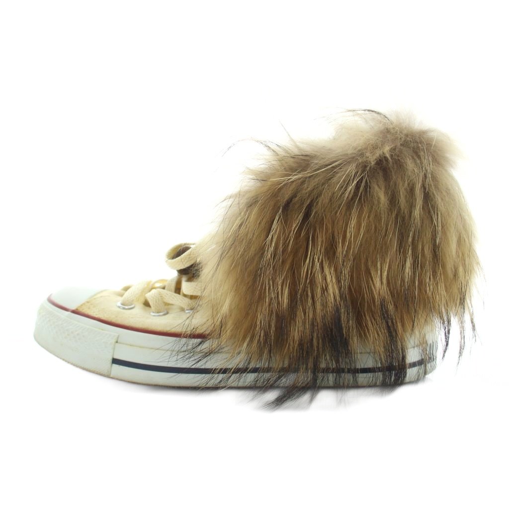 【中古】コンバース CONVERSE ハイカットスニーカー シューズ 靴 毛革 獣の皮 24.5珊 ベージュ 茶 赤銅色 ■GY18 /MQ レディース 【ベクター 古着】 260405