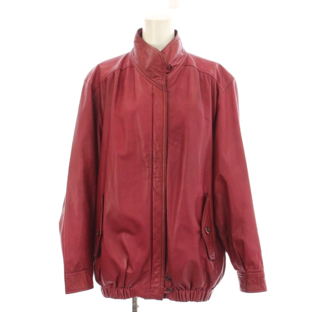 【中古】ノーブランド レザージャケット 13 赤 レッド 上着 長袖 スタンドカラー /LP ■GY42 メンズ 【ベクトル 古着】 260410