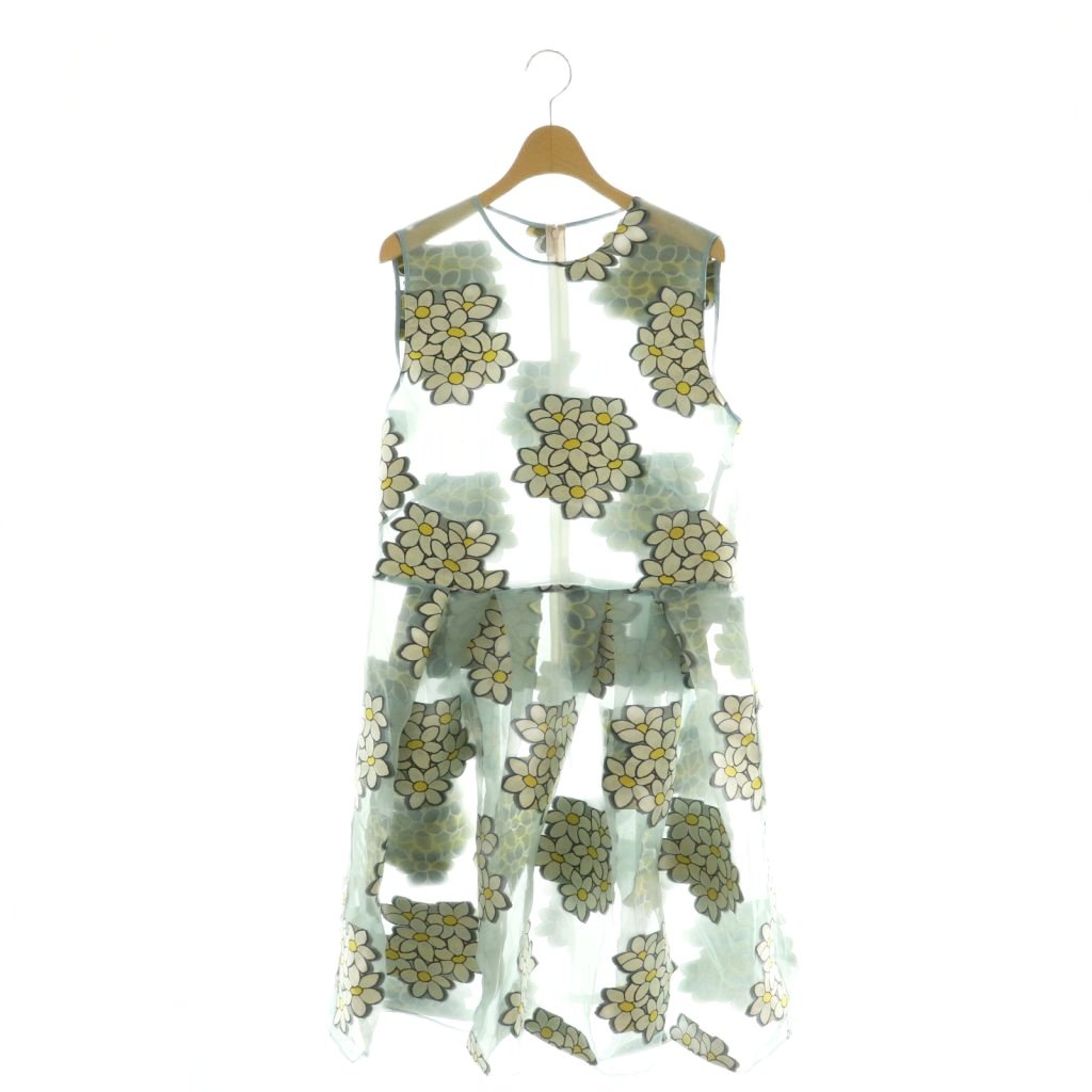 【中古】レッド ヴァレンティノ RED VALENTINO ワンピース ノースリーブ シアー 花柄 膝丈 48 水色 ■GY19 /SY ■OS レディース 【ベクトル 古着】 260413