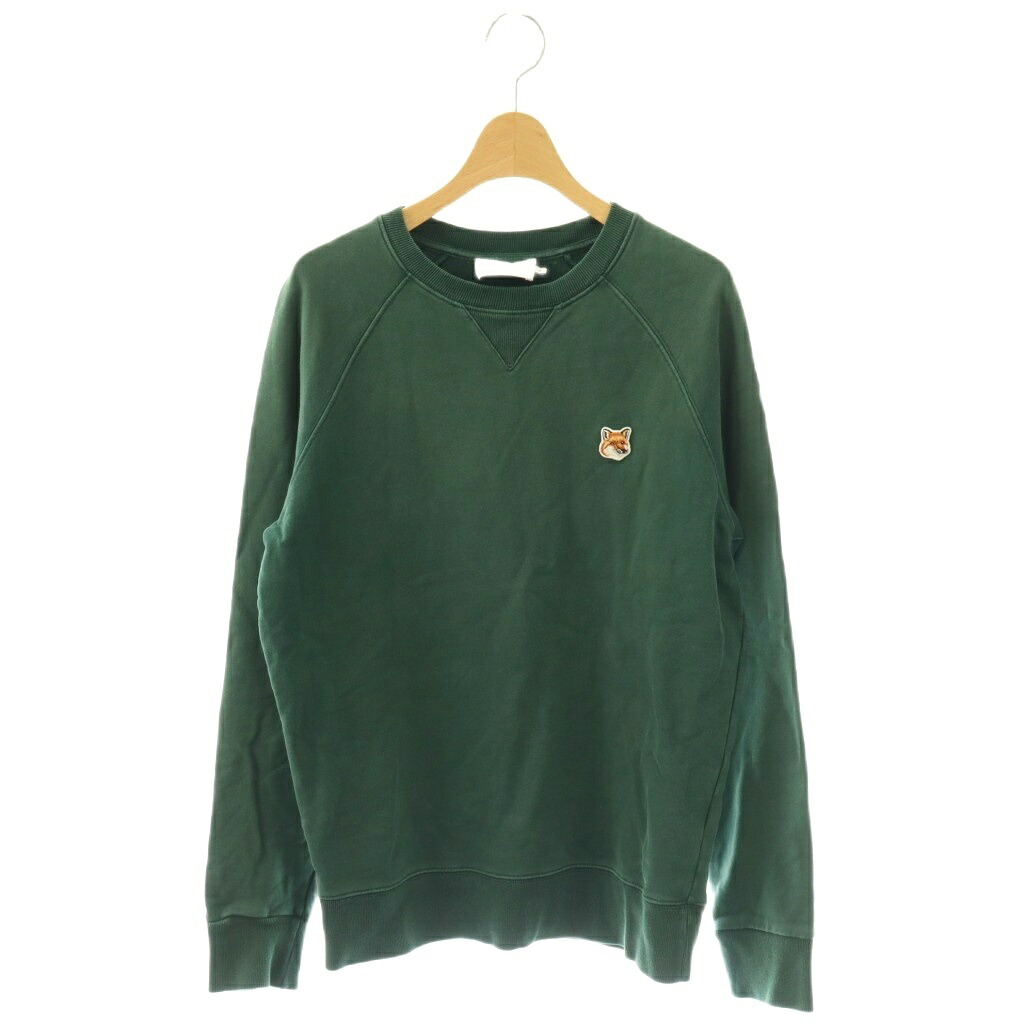 【中古】メゾンキツネ MAISON KITSUNE 汗水 調教師 ティーシャツ 労働者の一団のど首 フォックスヘッドパッチ XS 緑であること /CX ■GY19 メンズ 【ベクター 古着】 260415