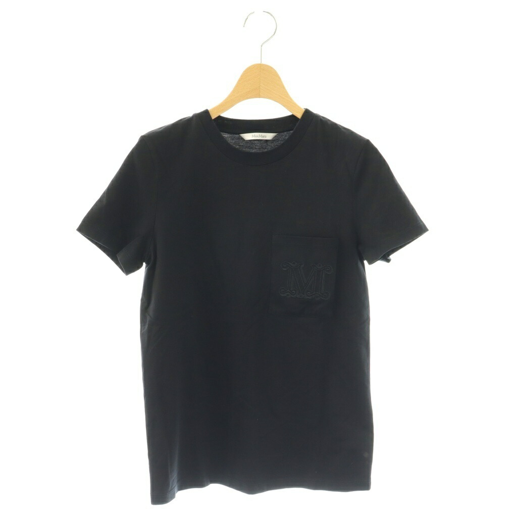【中古】マックスマーラ MAX MARA 白タグ Tシャツ カットソー Mロゴ クルーネック ブラック 黒 /CX ■GY19 レディース 【ベクトル 古着】 260416