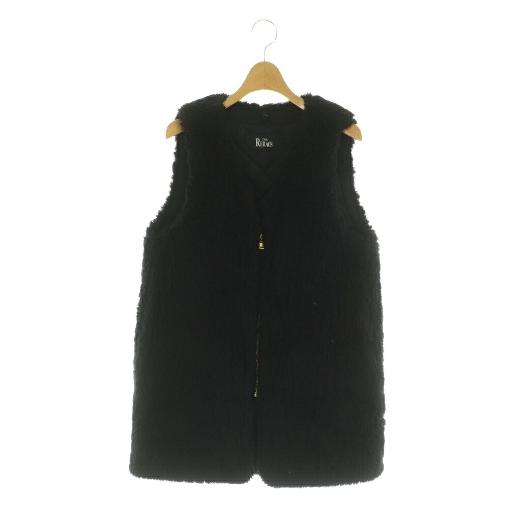 【中古】ザ リラクス THE RERACS 20FW ボアベスト チュニック丈 ウール F 黒 20FW-RECT-134L-UASP-F /MI ■GY19 レディース 【ベクトル 古着】 260413｜ブランド古着ベクトルプレミアム店