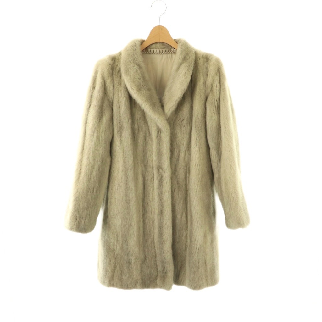 【中古】サガミンク SAGA MINK 銀サガ ファーコート 毛皮 9 グレージュ /ES ■GY18 レディース 【ベクトル 古着】 260414|ブランド古着ベクトルプレミアム店