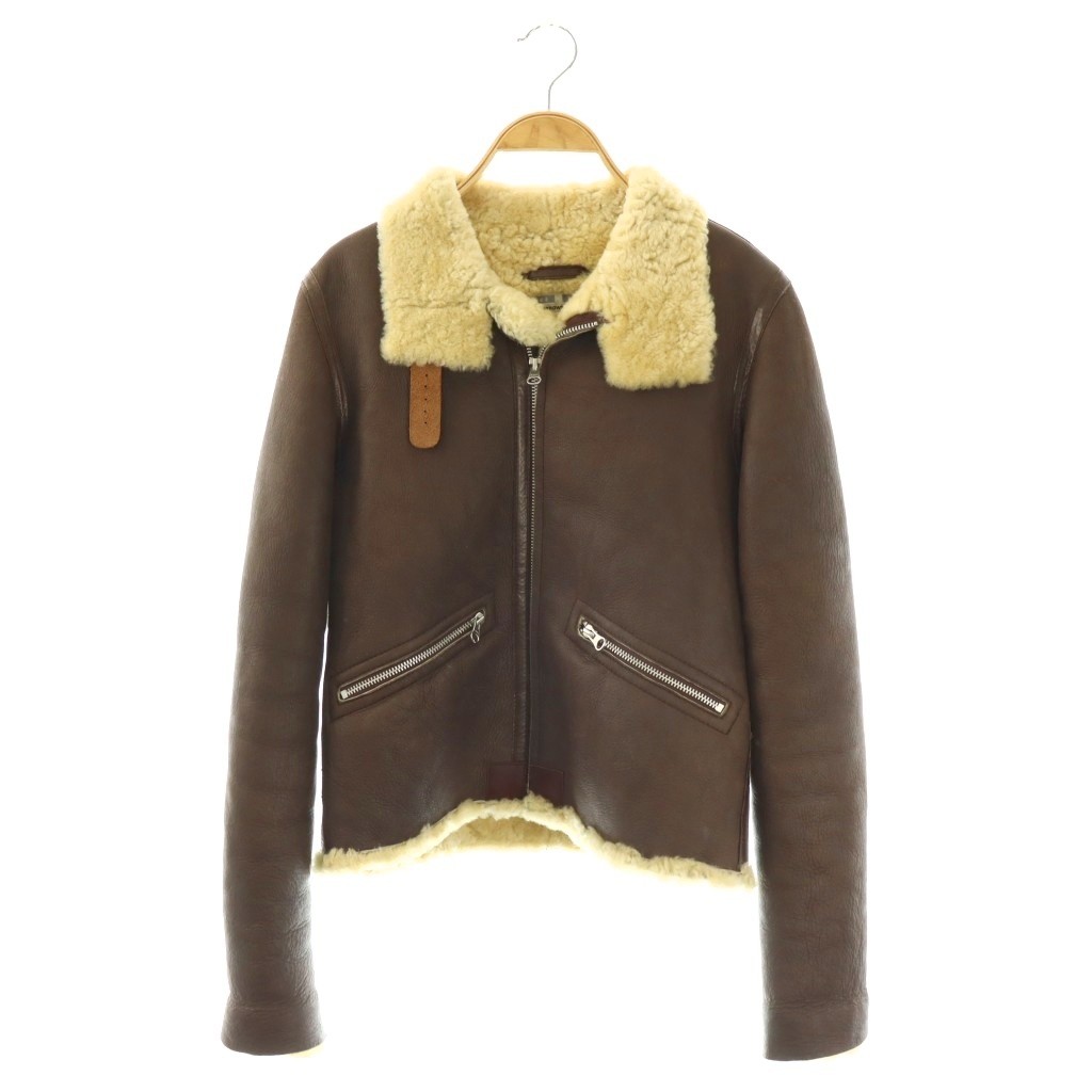 【中古】ユナイテッドアローズ UNITED ARROWS COLLECTION TUBE B-3 ムートンレザージャケット 革ジャン ブルゾン 羊革 ボア ダークブラウン アイボリー /ES ■GY06 レディース 【ベクトル 古着】 260423|ブランド古着ベクトルプレミアム店