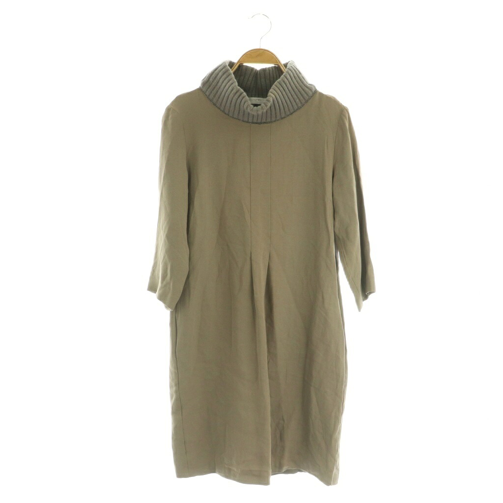 【中古】ファビアナフィリッピ FABIANA FILIPPI 七分袖ワンピース ミニ ニット切替 40/XS ベージュ /MY ■OS ■GY06 レディース 【ベクトル 古着】 260420|ブランド古着ベクトルプレミアム店